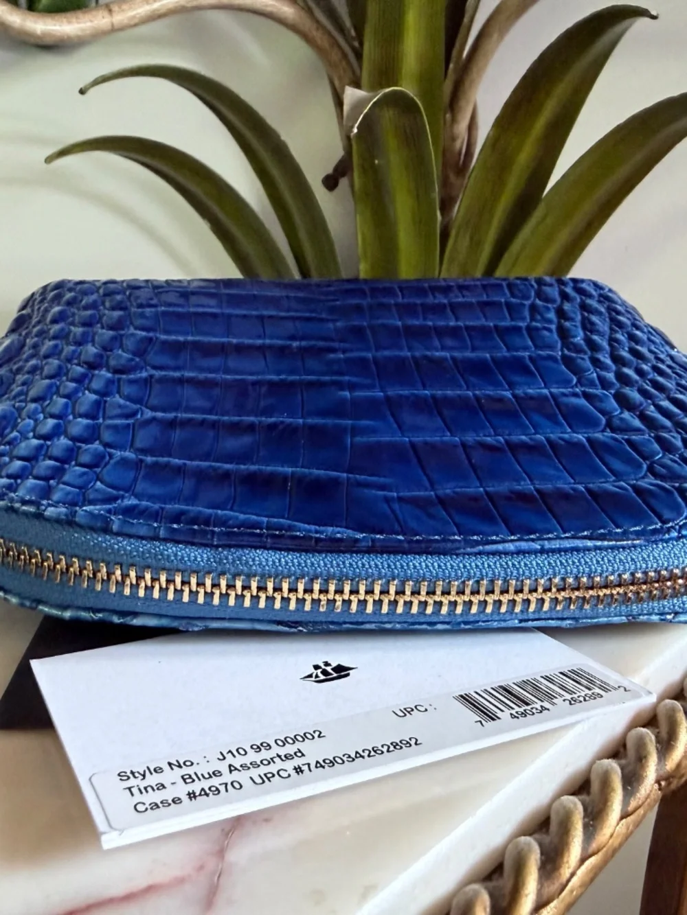 💙 Brahmin Sample 'Electric' Blue Tina Zippered Make Up Bag Pouch Clutch 💙 READ